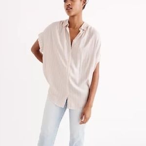 Striped Short Sleeve Button Down Top